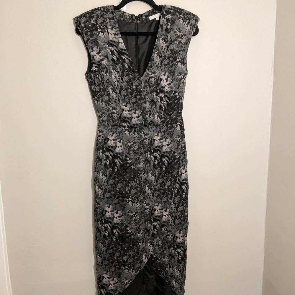 Christian Cota Black/Grey Print Cocktail Dress
